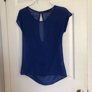 Blue Rain Short Sleeve Blouse-Blue /sz Small